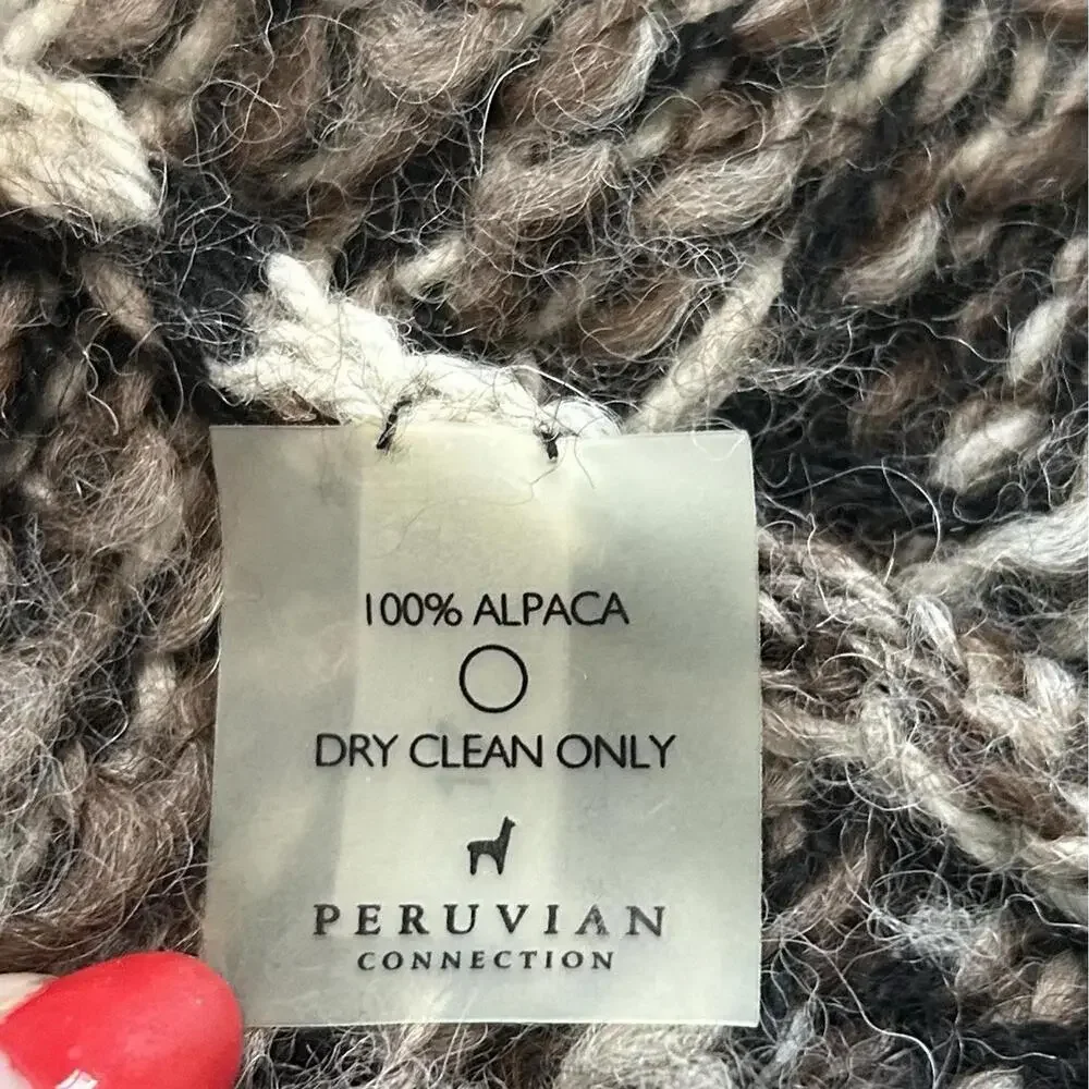 Peruvian Connection 100% Alpaca Wool Llama Print Size M 3/4 Sleeve Boho - Picture 4 of 4